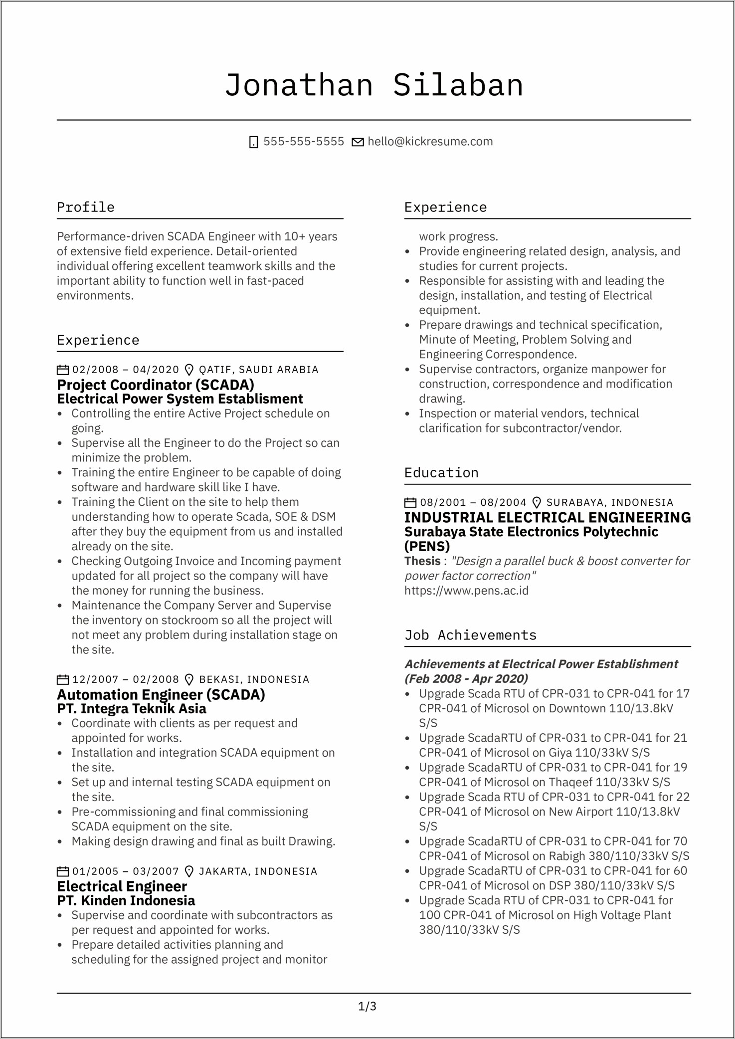 Sample Resume For Plc Automation Engineer - Resume Example Gallery