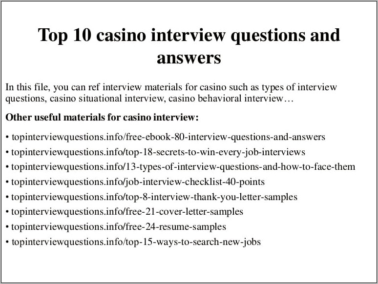 Poker Dealer Job Description For Resume