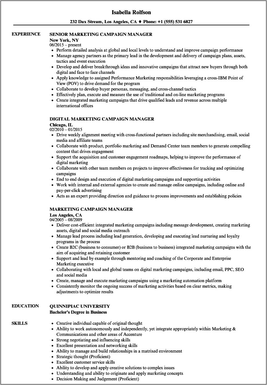 Political Campaign Manager Resume Examples For 2024 R 