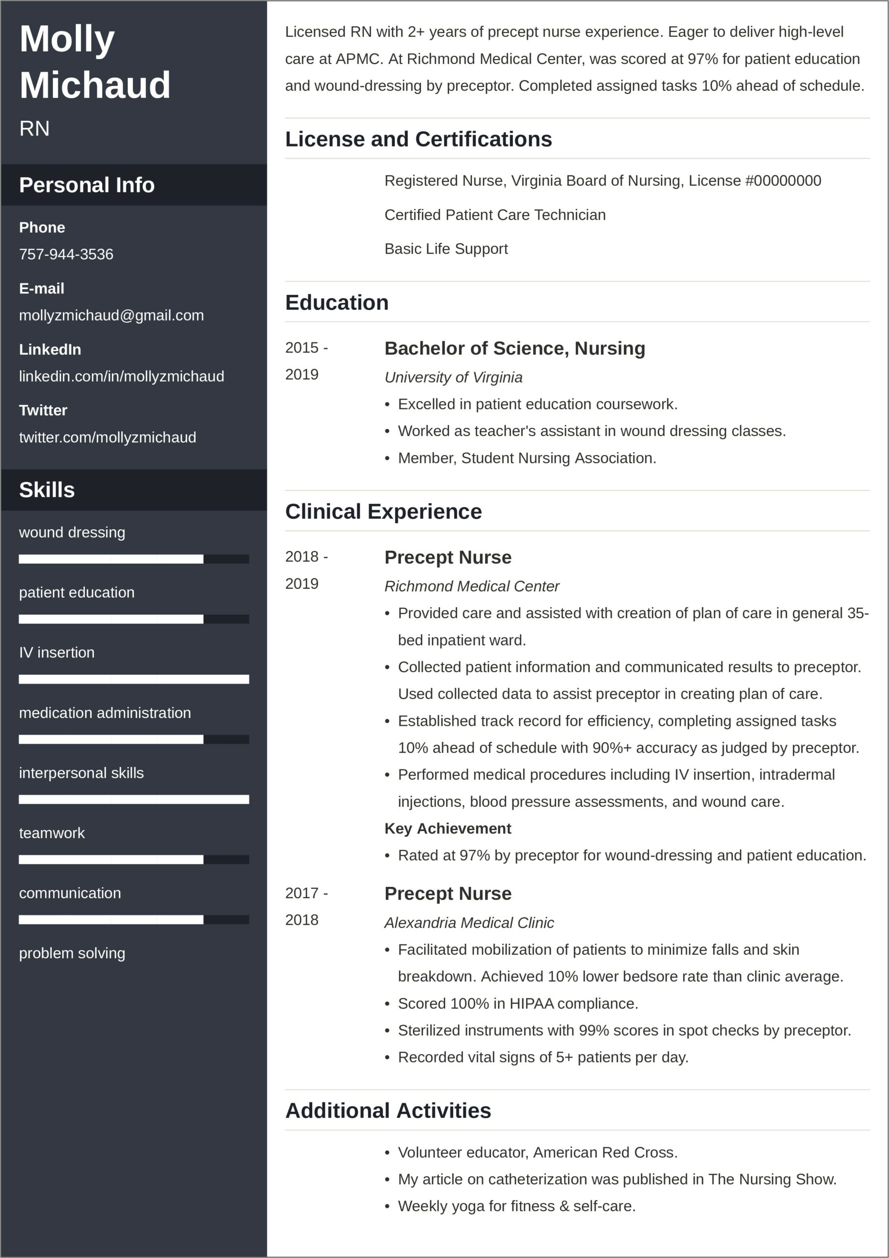 Professional Summary For Nurse Resume Example
