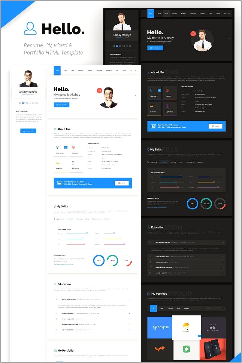 Profil Personal Vcard Resume Html Template