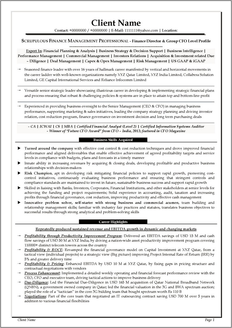 Profile Summary For Resume For Leaders