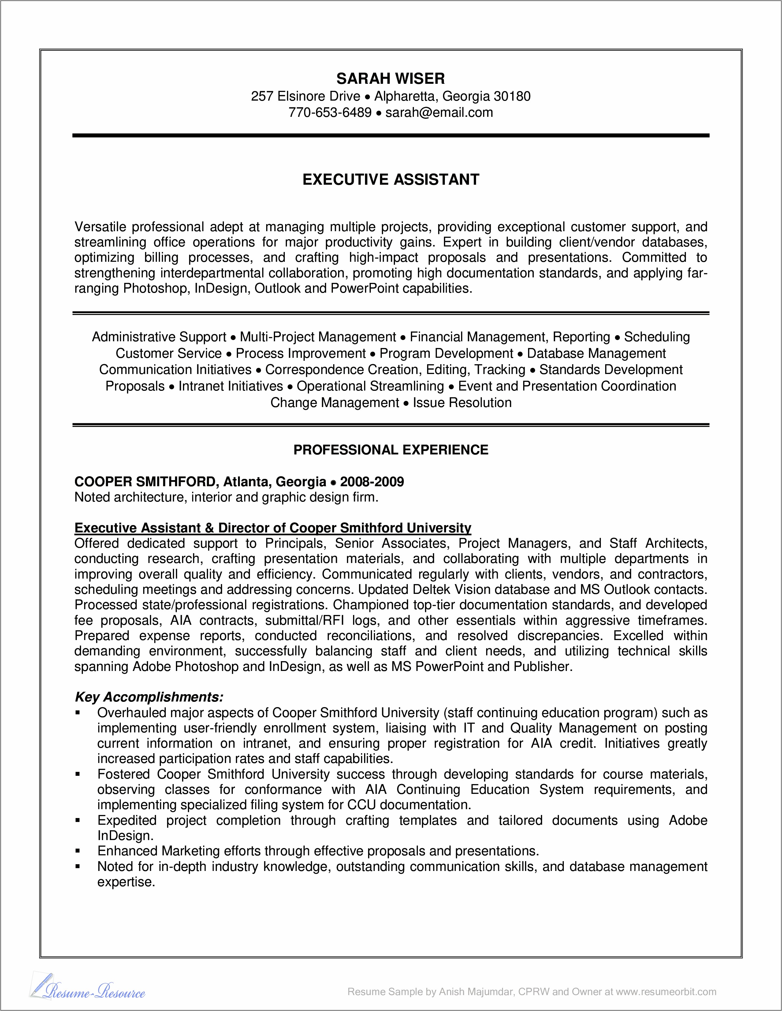 Project Manager Assistant Resume Templete Download