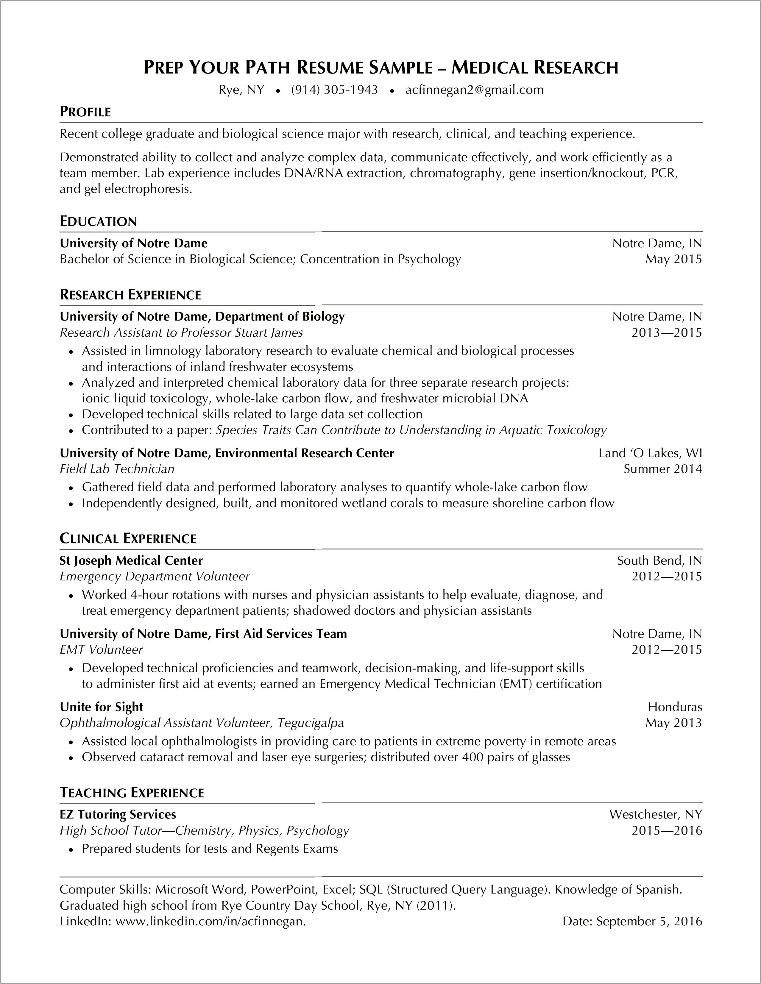 Psychology College Teacher Education Resume Sample