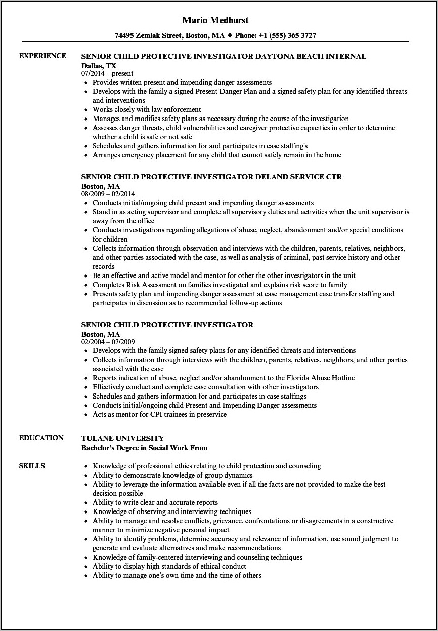 Public Child Welfare Director Resume Samples