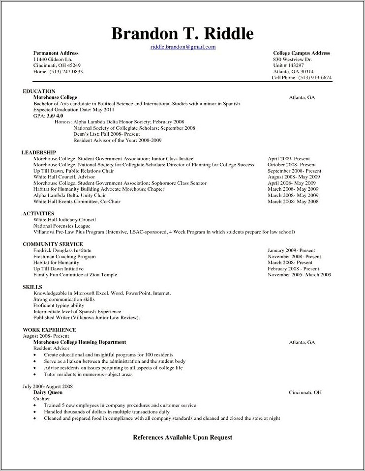 Resume Examples With Expected Graduation Date Resume Example Gallery