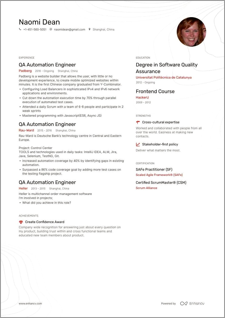 Qa 8 Years Experience Sample Resume