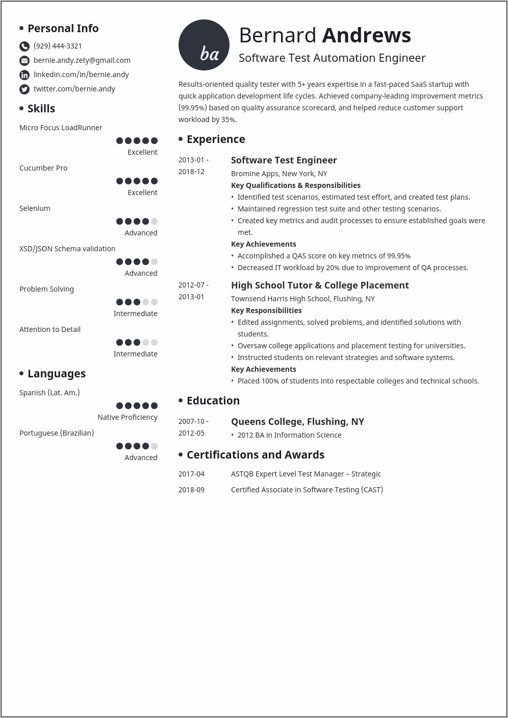 Qa Resume With 4 Years Of Experience