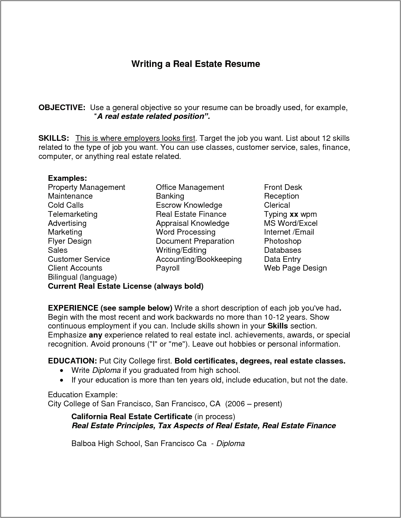 Real Estate Resume Cover Letter Examples