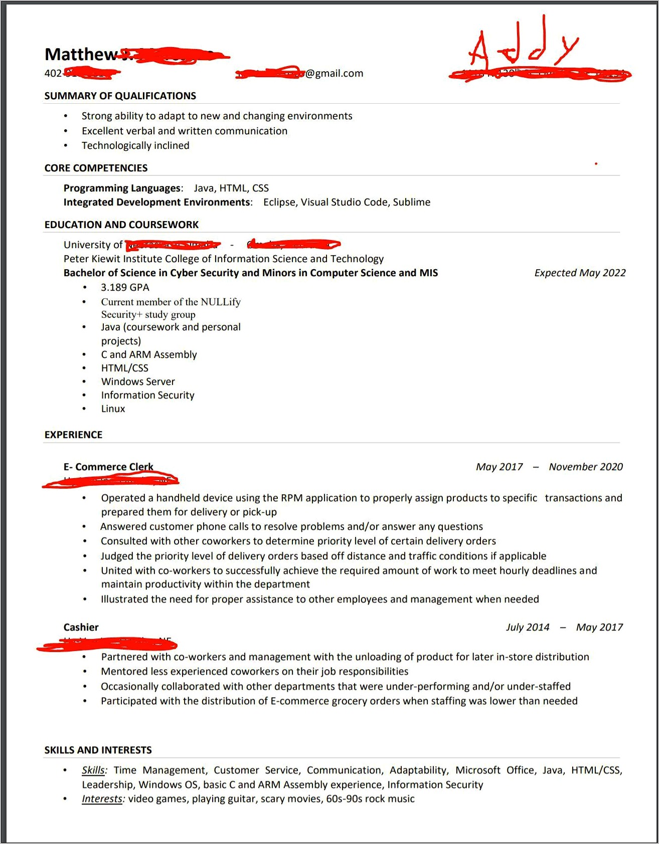Removing Non Relavant Work From Resume