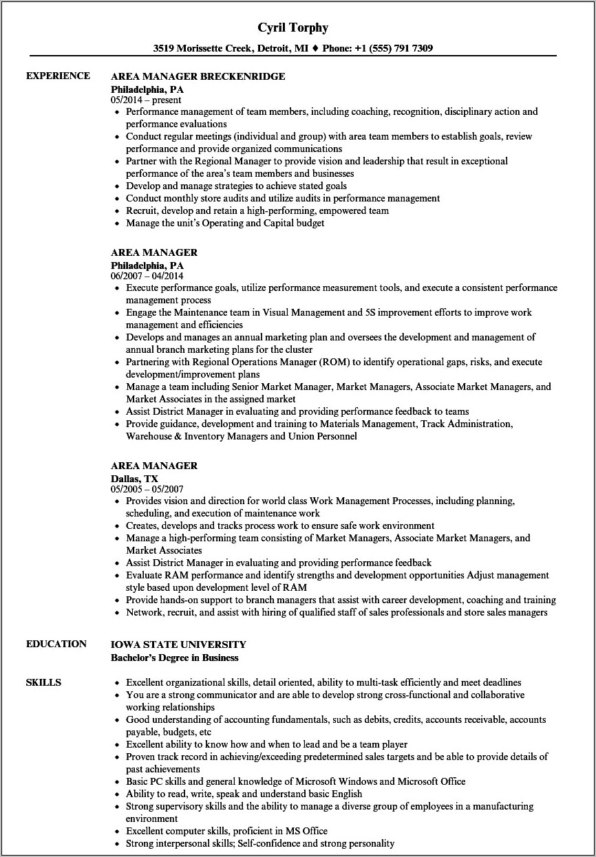Rent A Center Sales Manager Resume