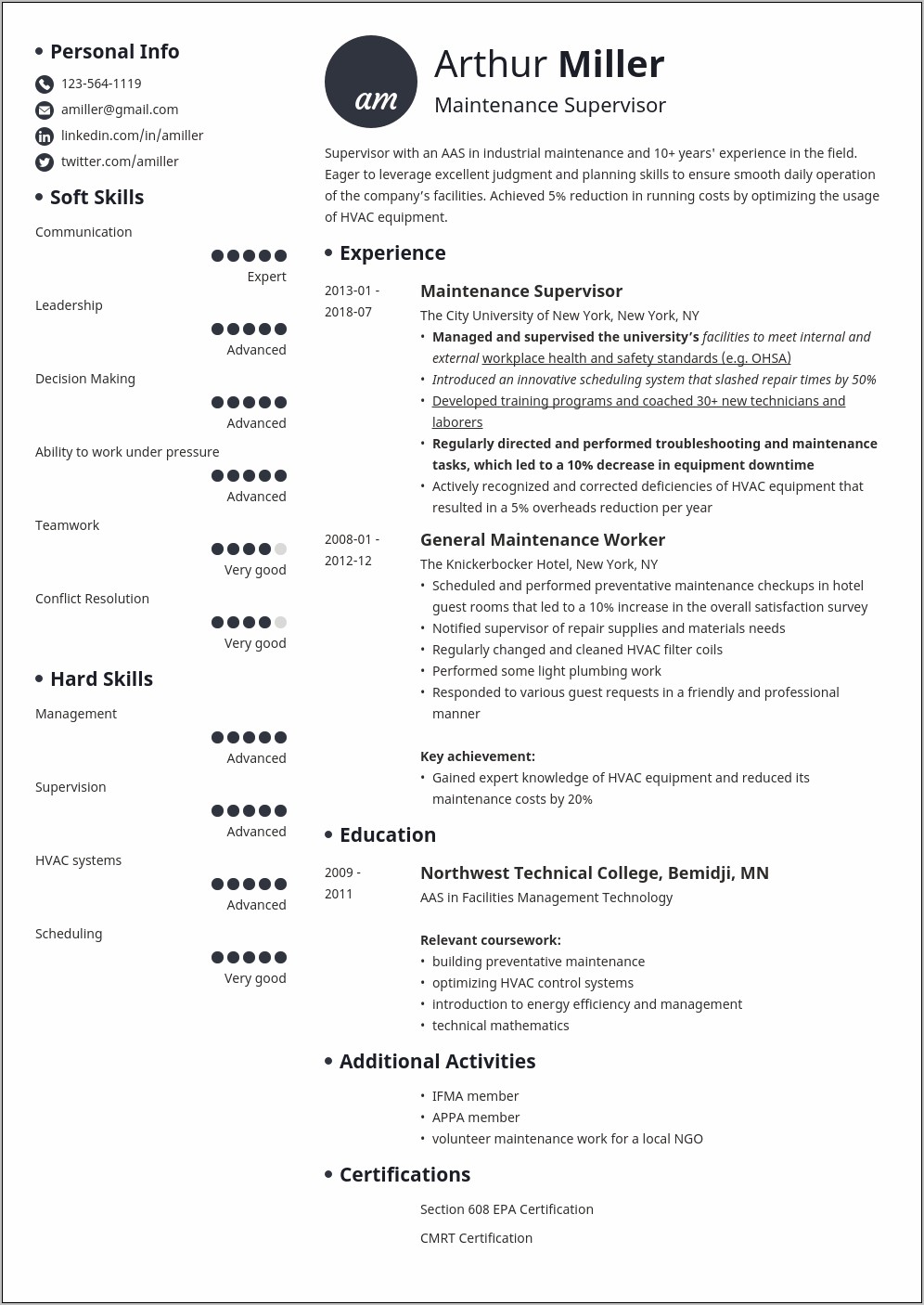 Residential Maintenance Objective For A Resume