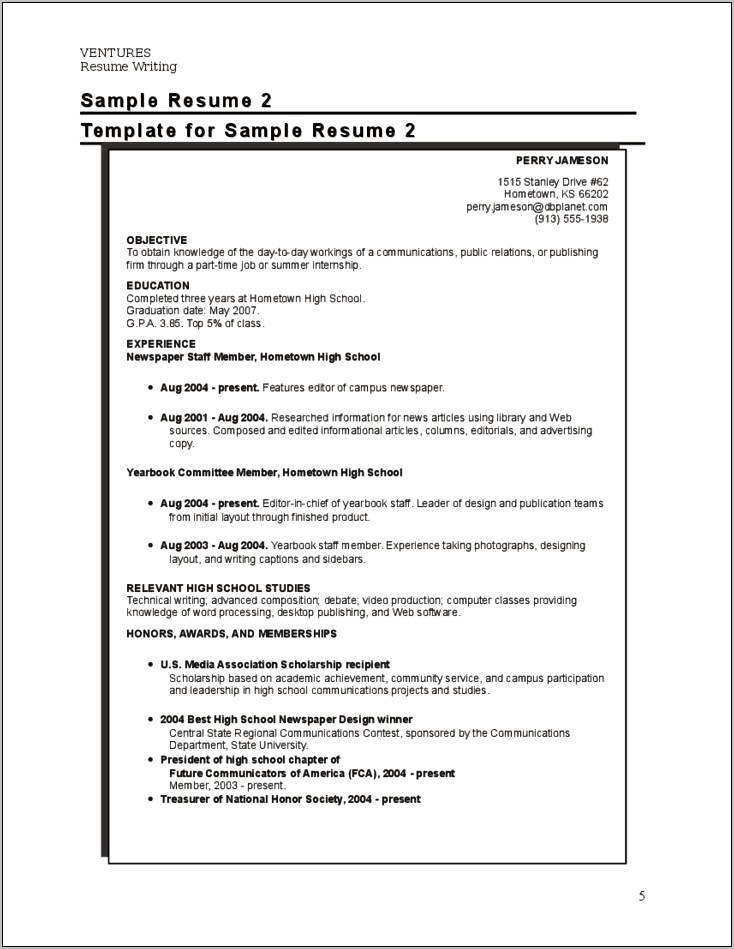 Resume And Cover Letter Final Project High School