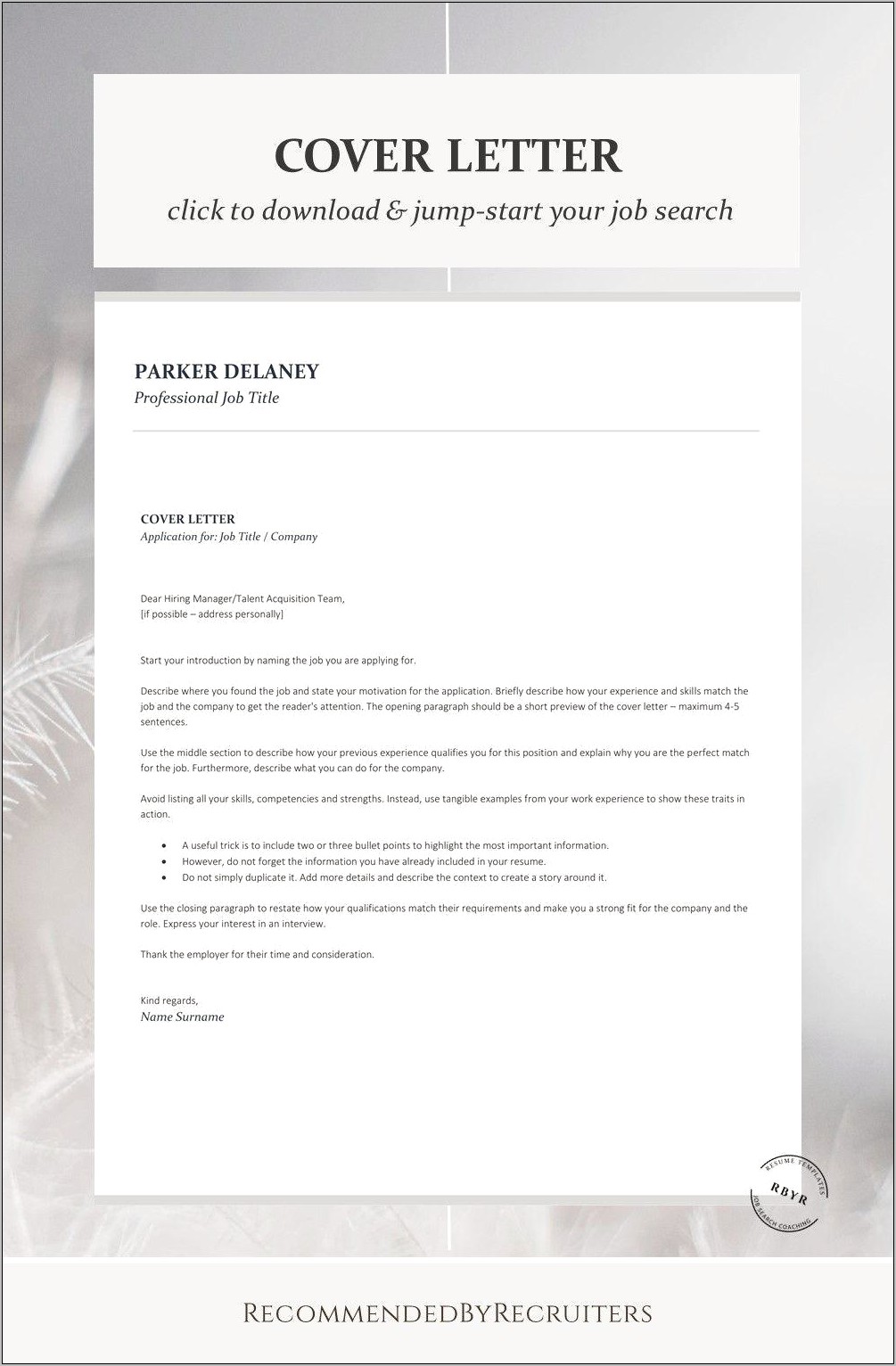 Resume And Cover Letter Template Download