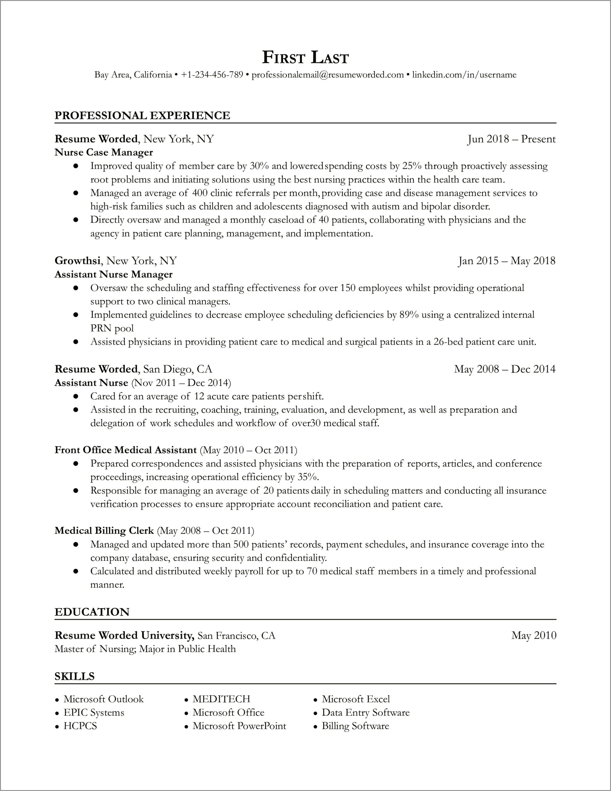 Resume Bullet Points For Emergency Manager