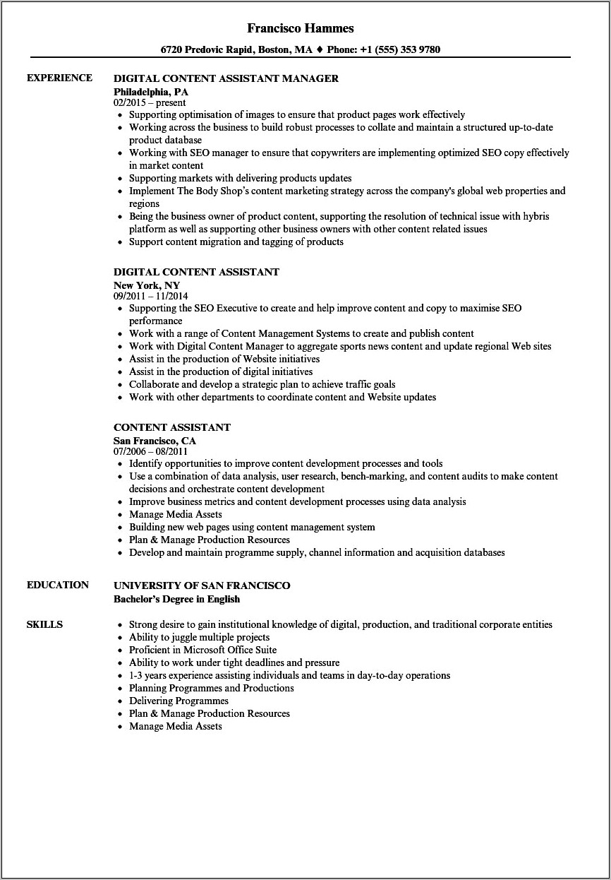 Resume Content To Get The Job