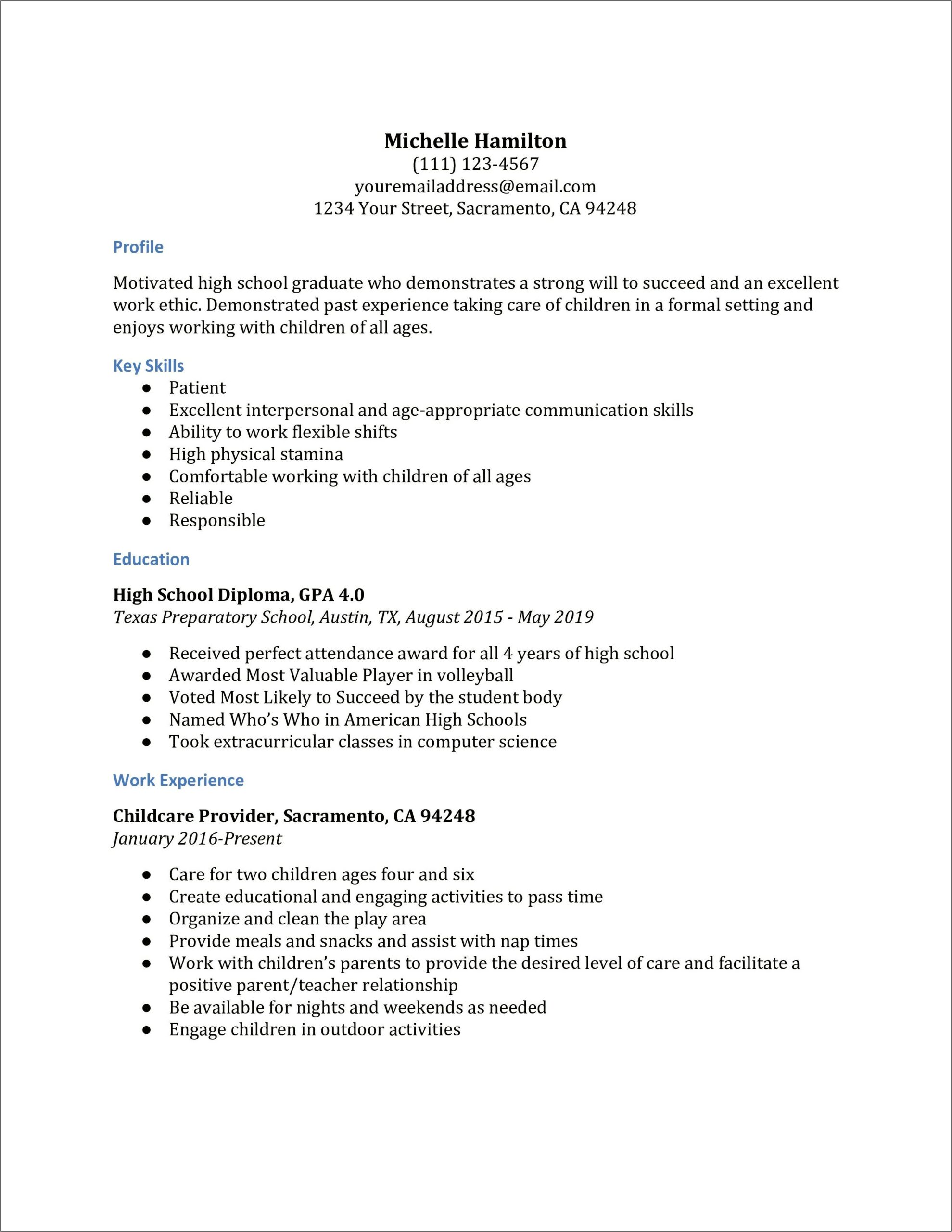 Resume Details To Include In High Schoole Education