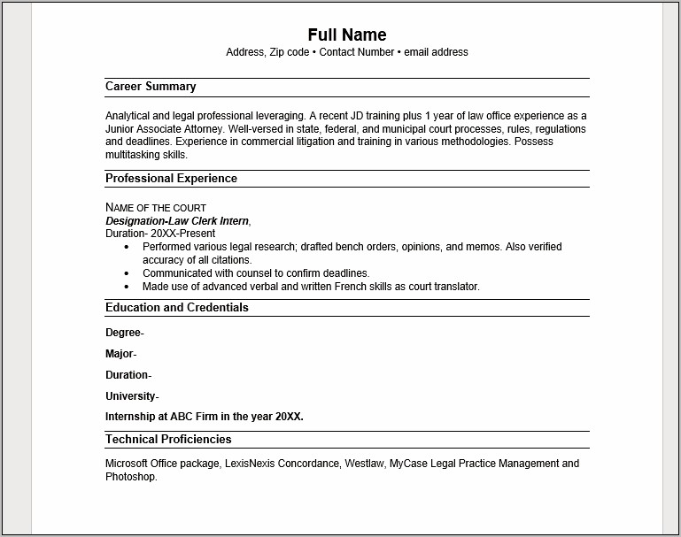 Resume Download In Ms Word For Fresher