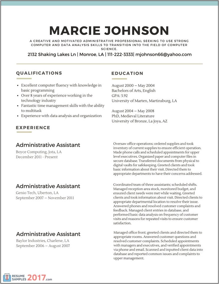 Resume Example For Tech Industry
