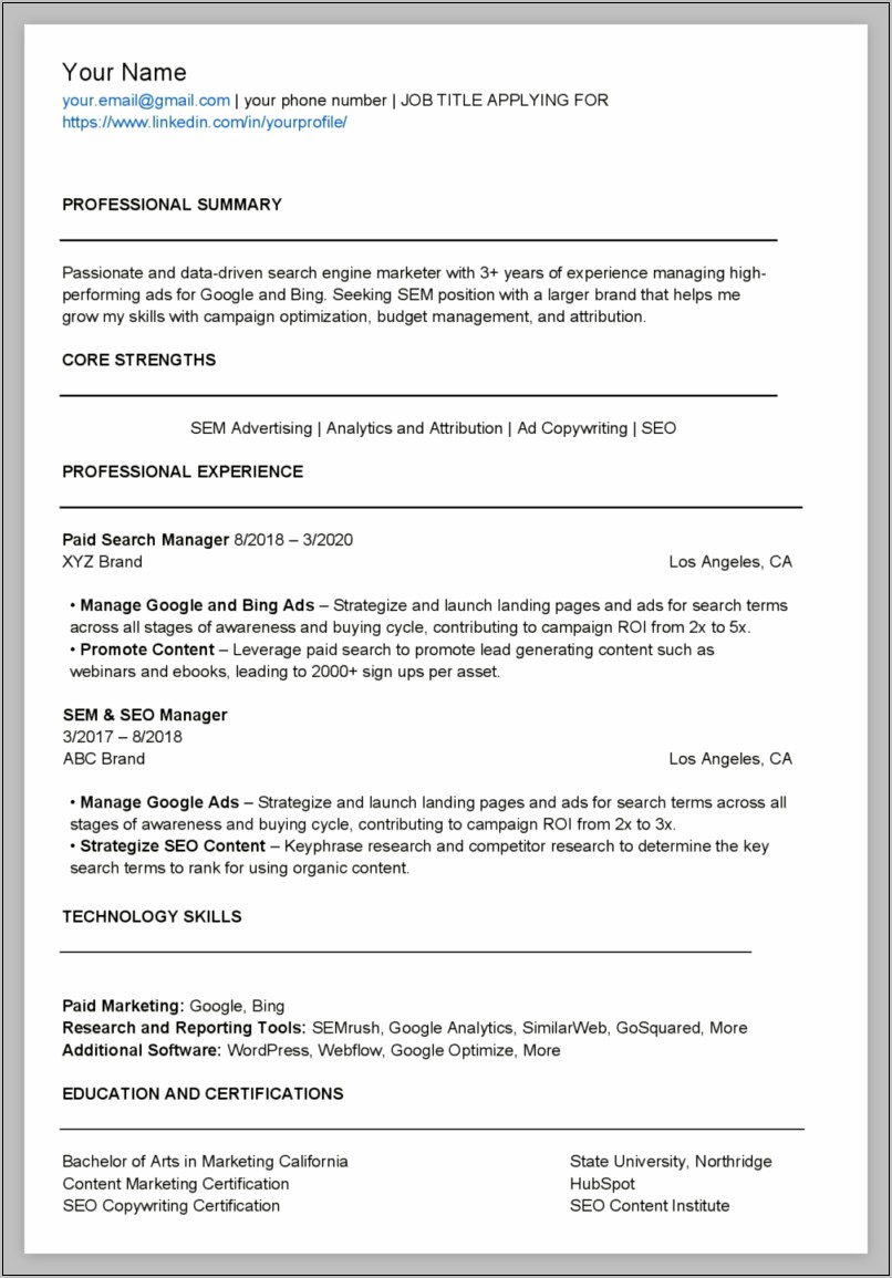 Resume Example With Education And Certification