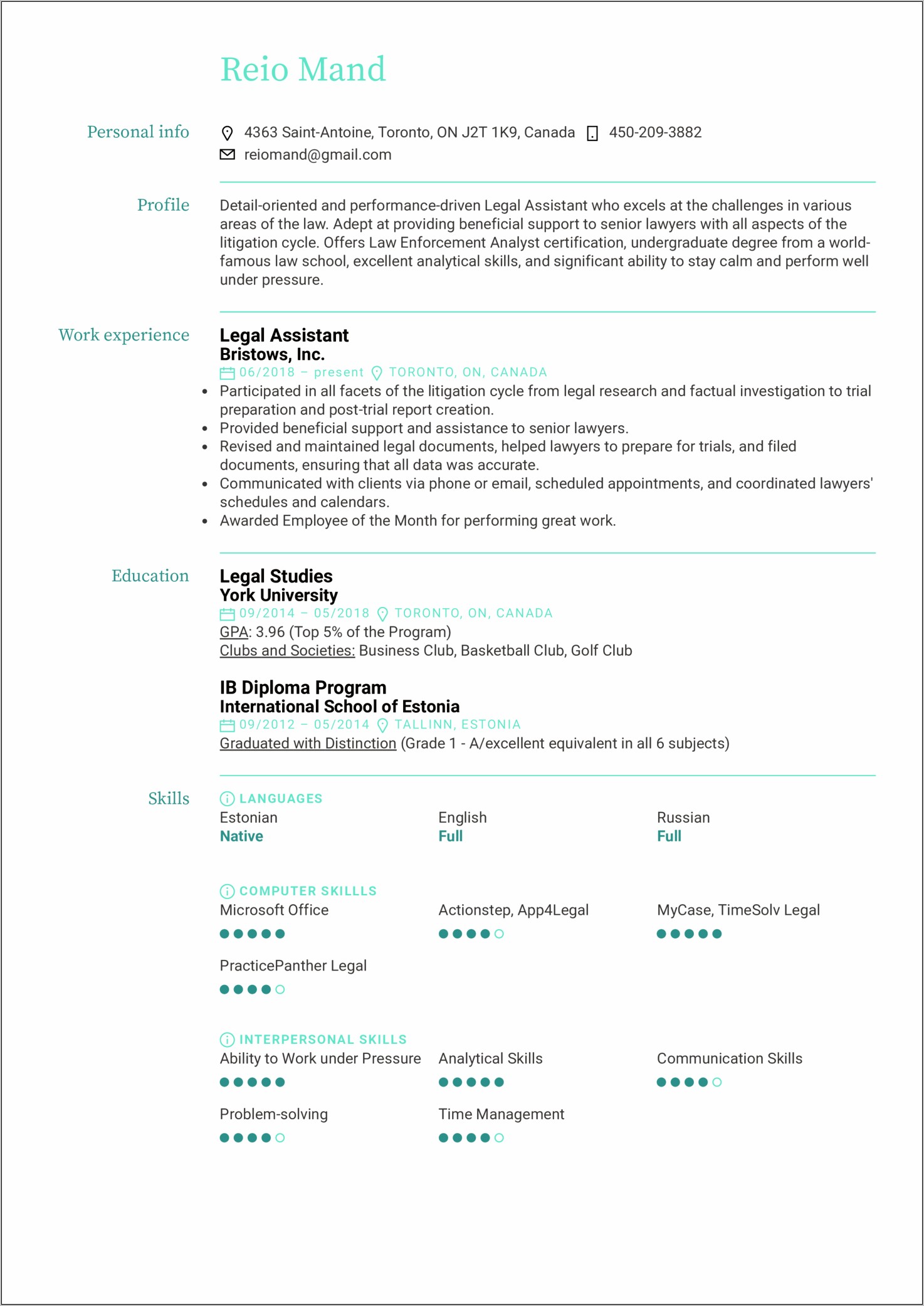 Resume Examples For A Law Office - Resume Example Gallery