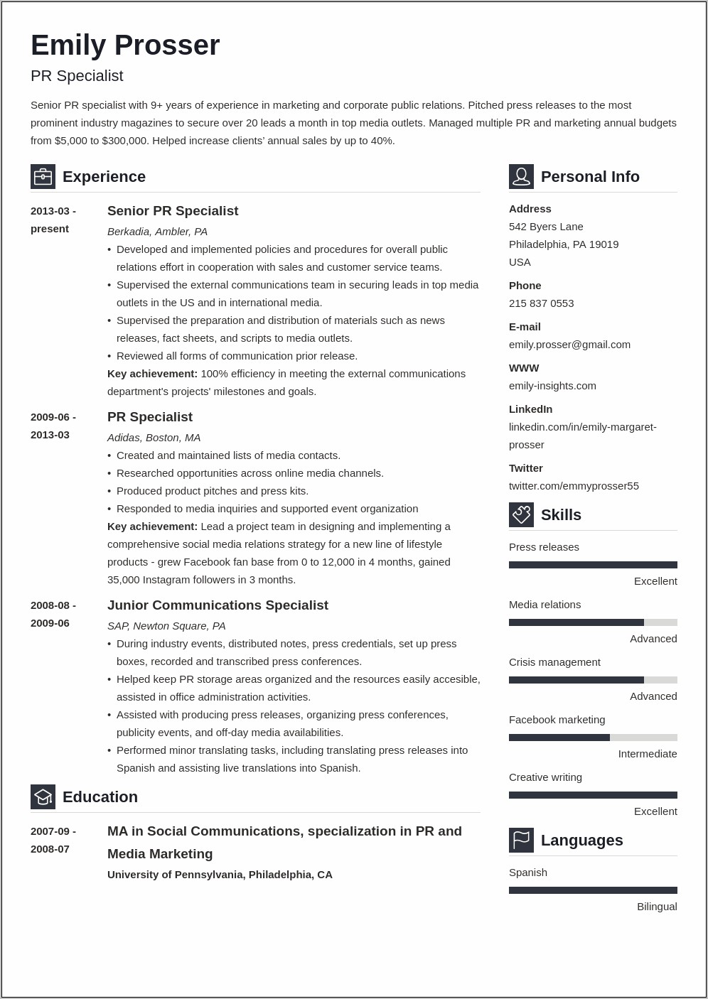 Resume Examples For Account Coordinators In Pr