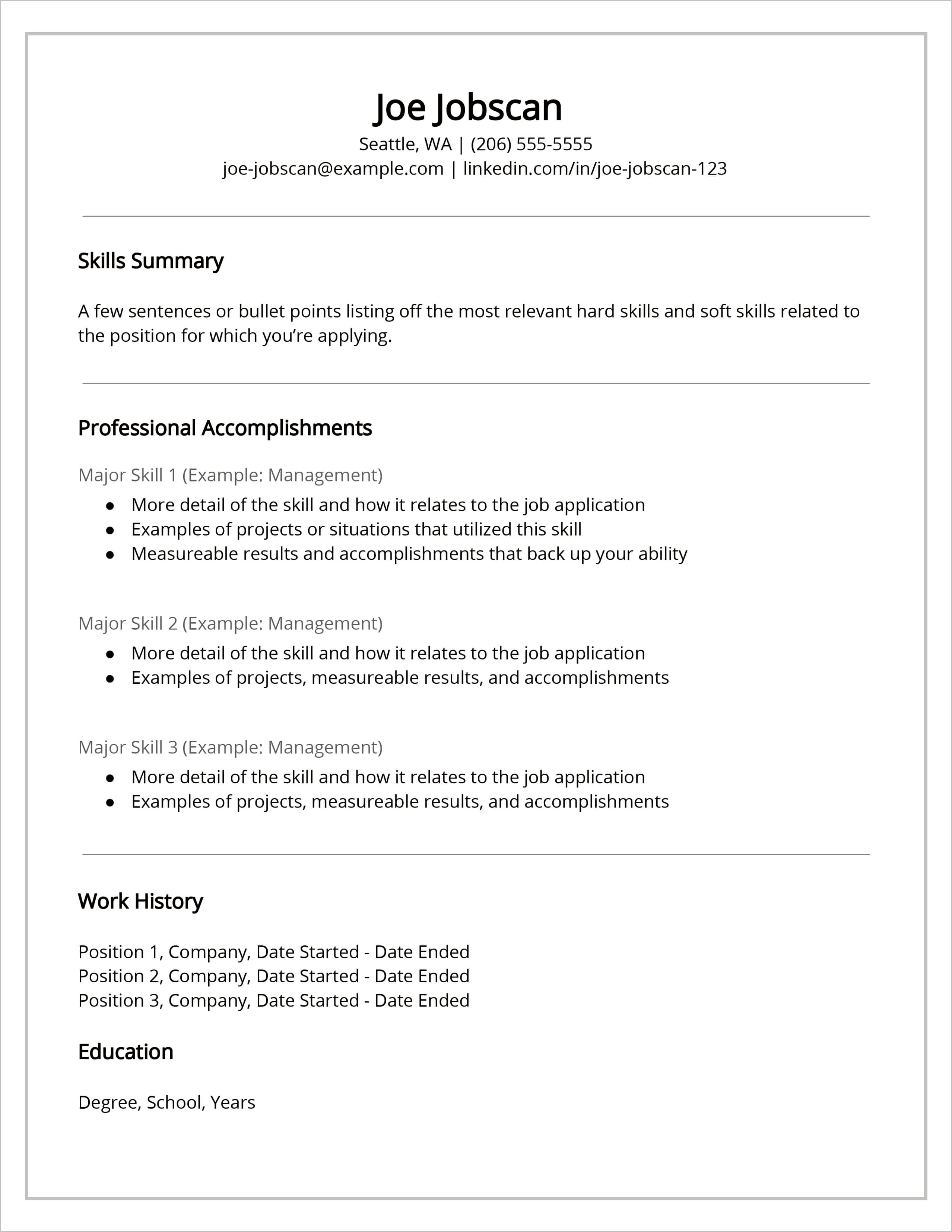 Resume Examples For Qualifications And Achievements