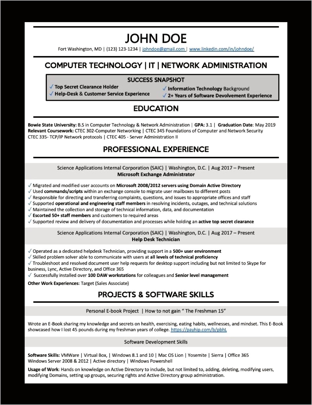 Resume Experience Communicating With C Level