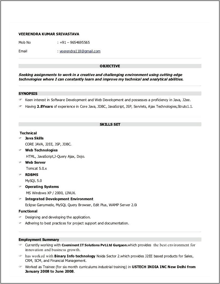 Resume Experience Months And Year Or Just Year