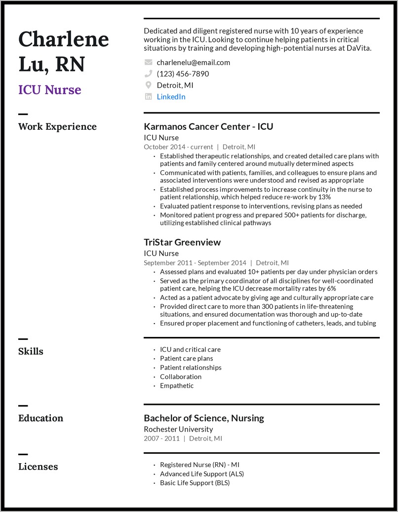 Resume For 10 Or More Years Experience