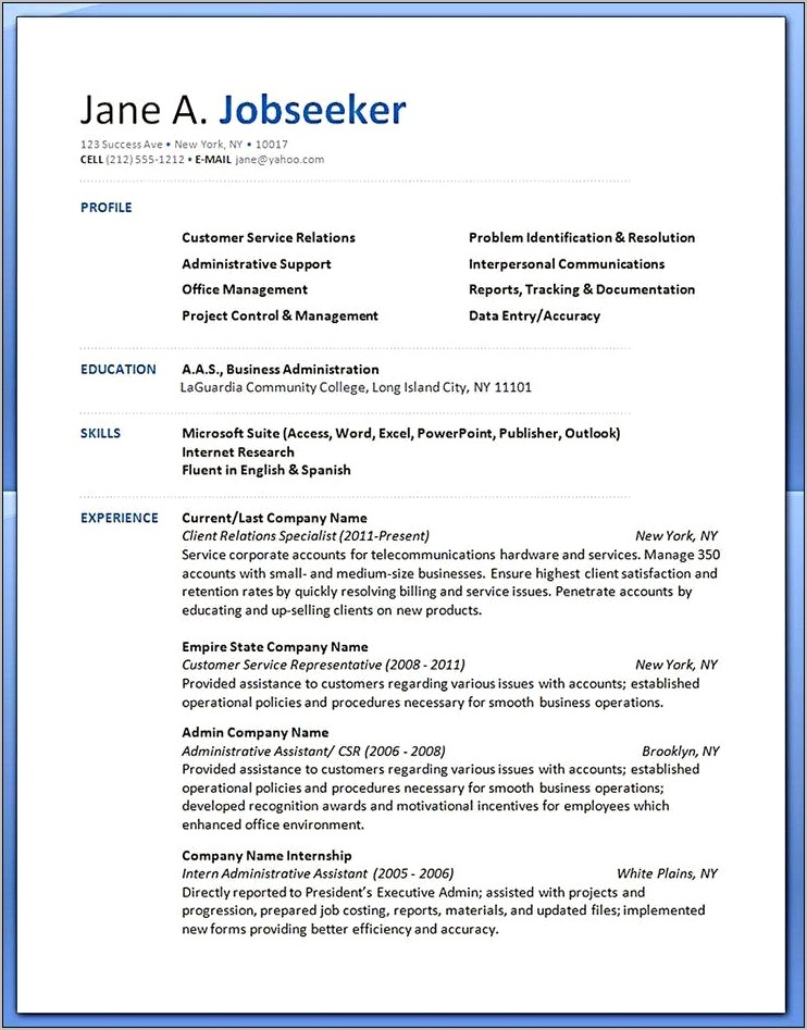 Resume For First Time Customer Service Job