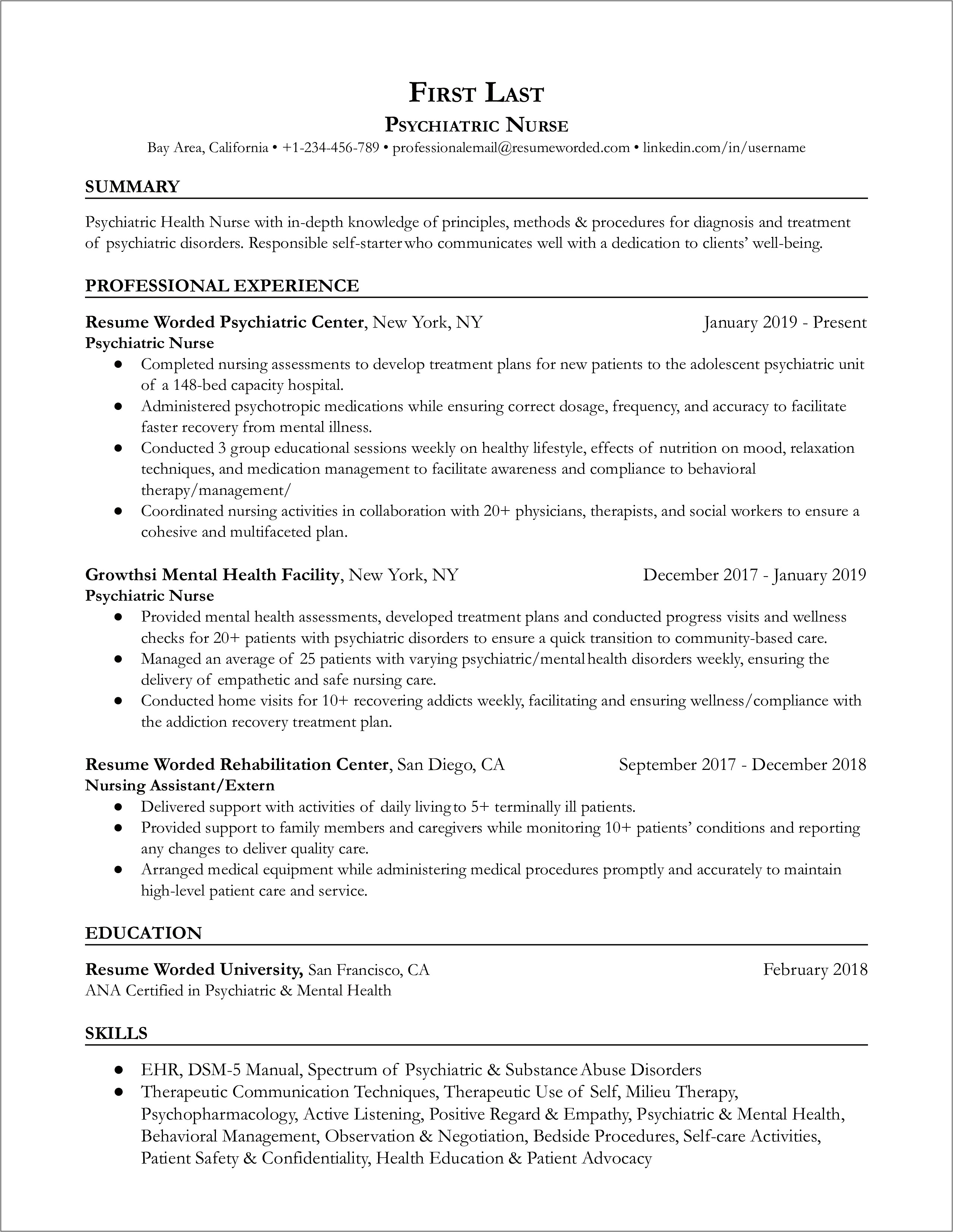 Resume For Graduate School Mental Health