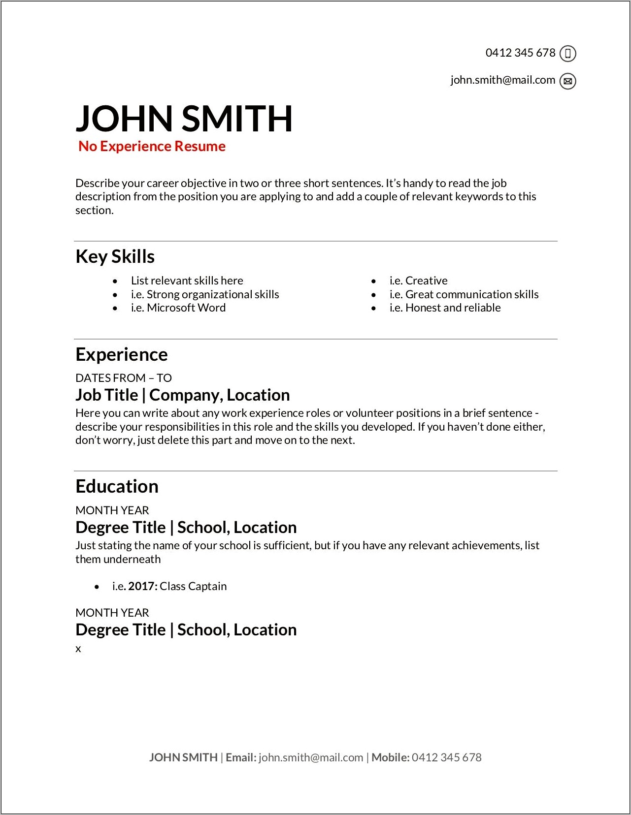 Resume For Hr Position With No Experience