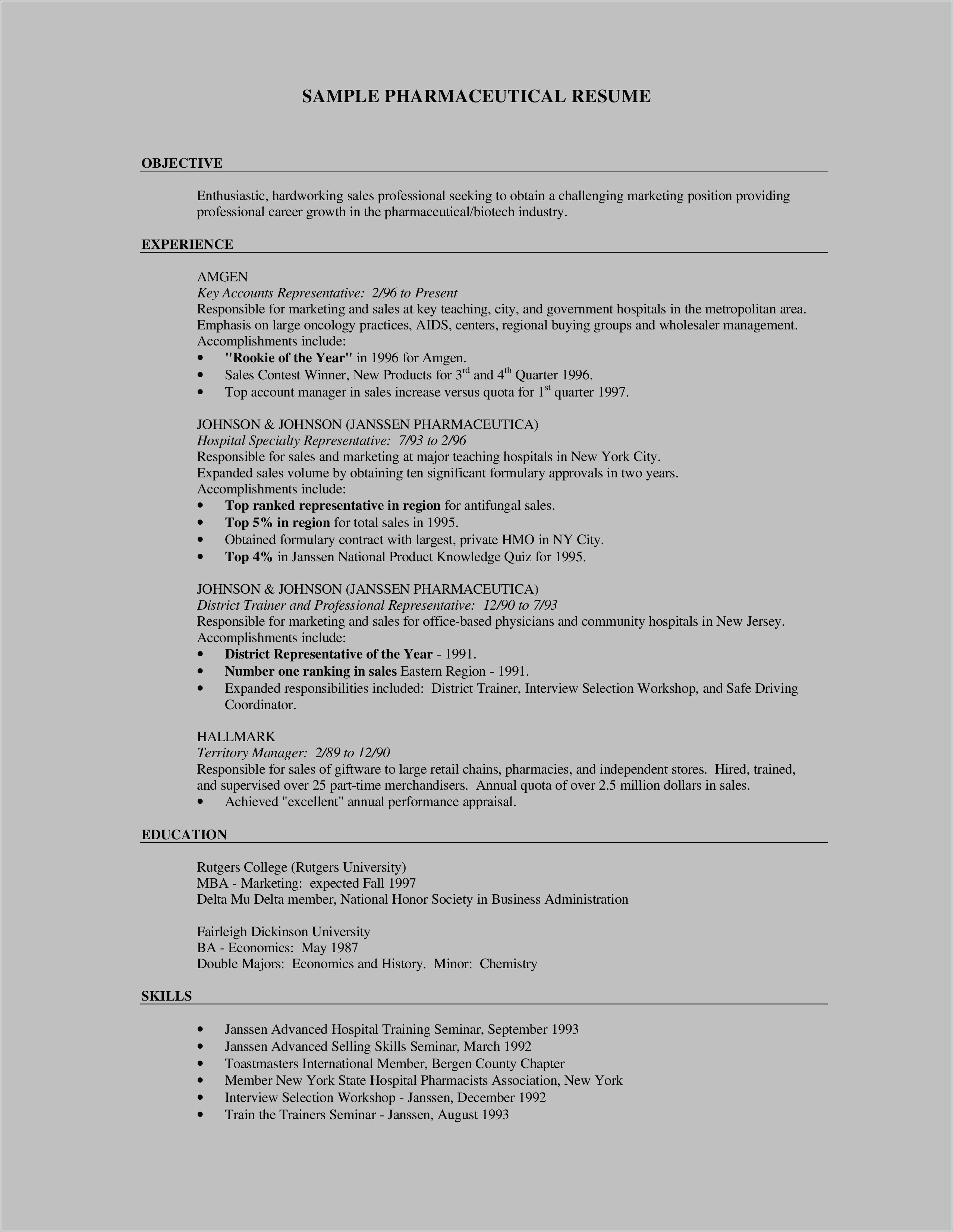 Resume For Marketing Manager In Hospital