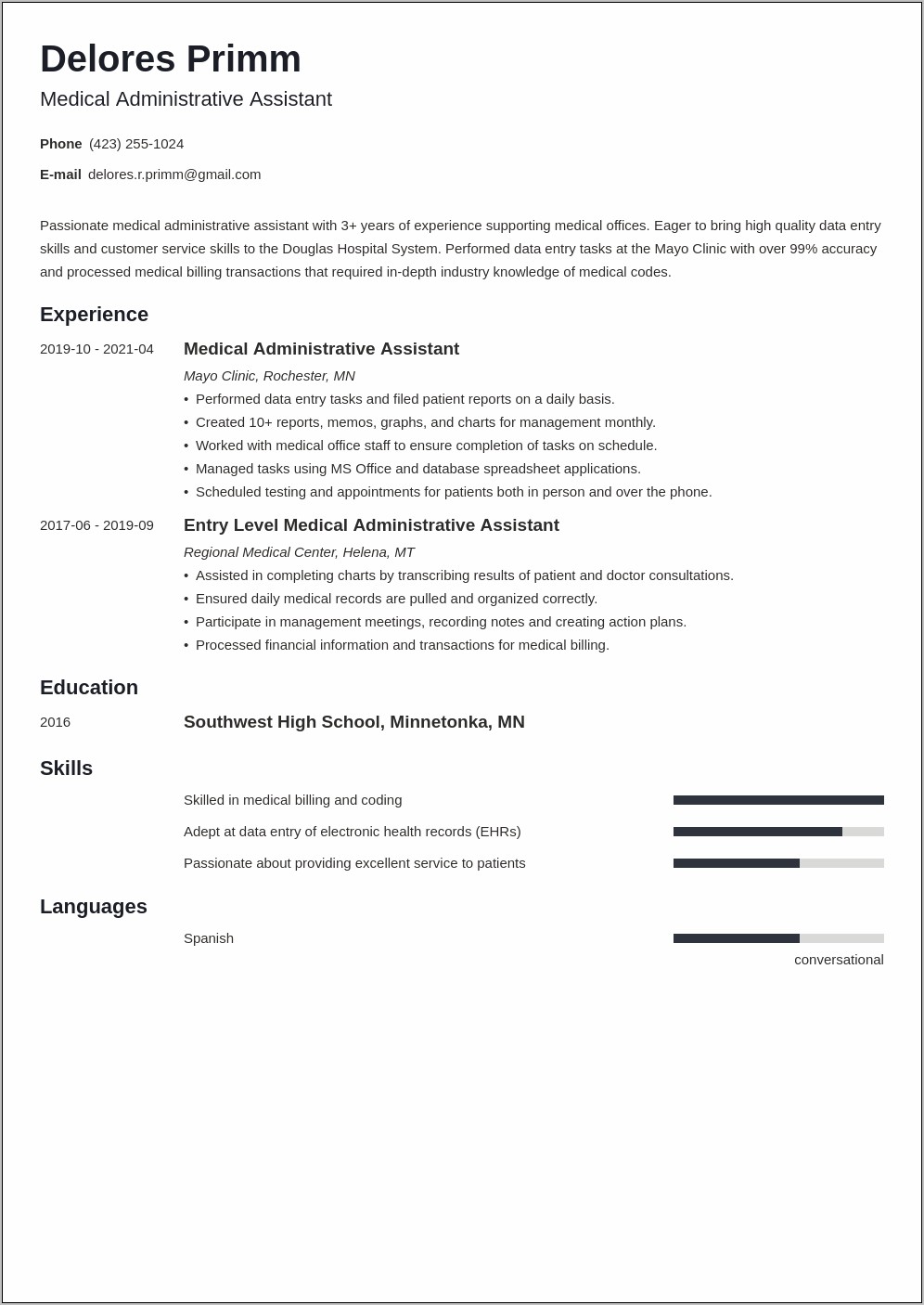 Resume For Medical Assistant With No Experience Objactive