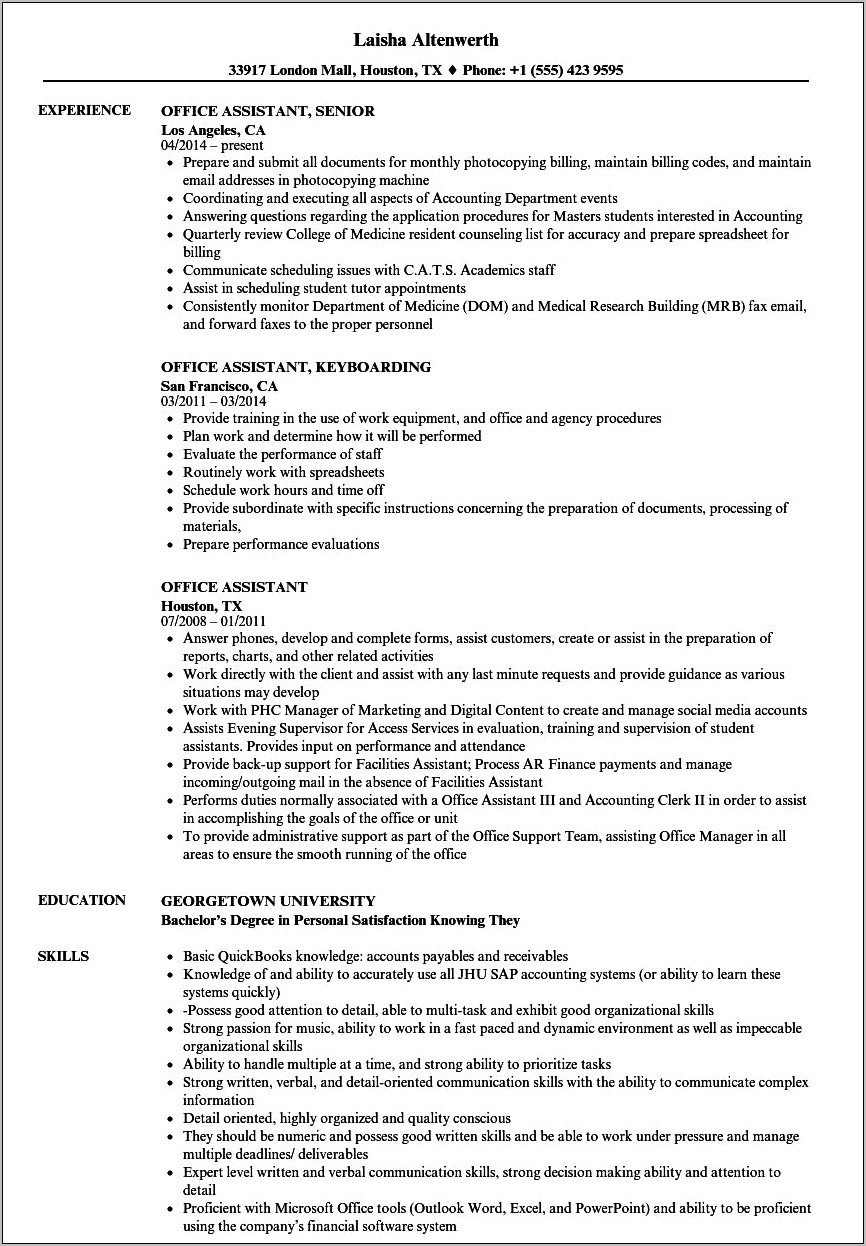 Resume For Office Boy In Word