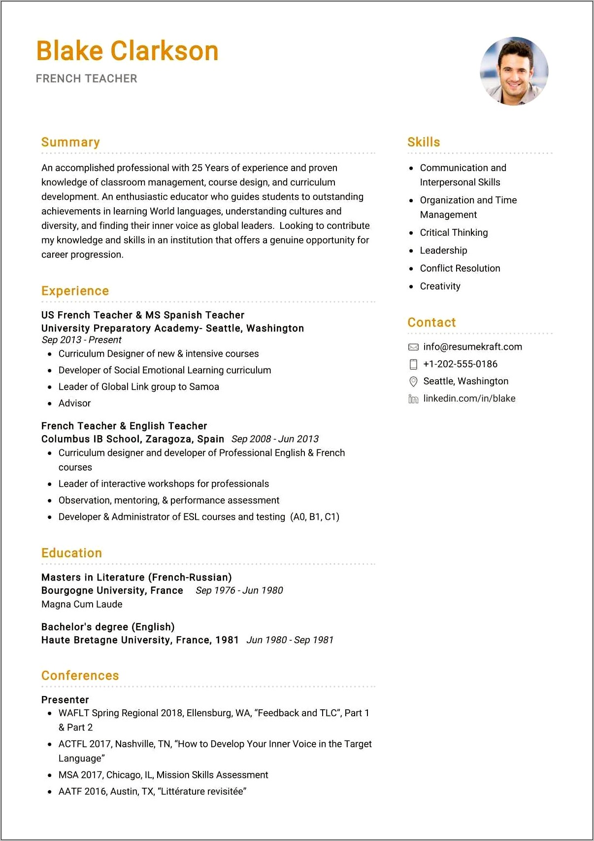 Resume For Teaching Job In School Pdf