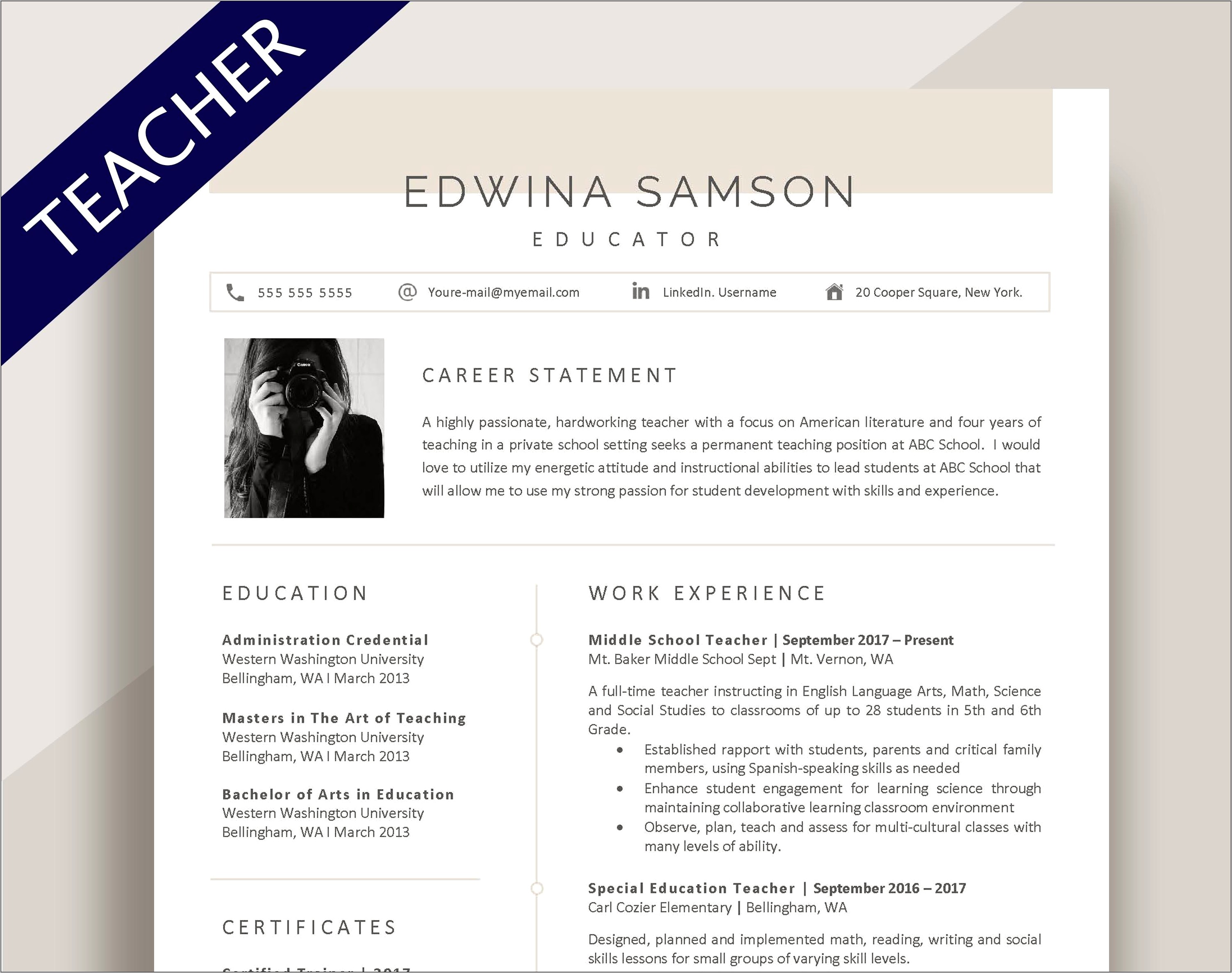 Resume For Teaching Position Boarding School