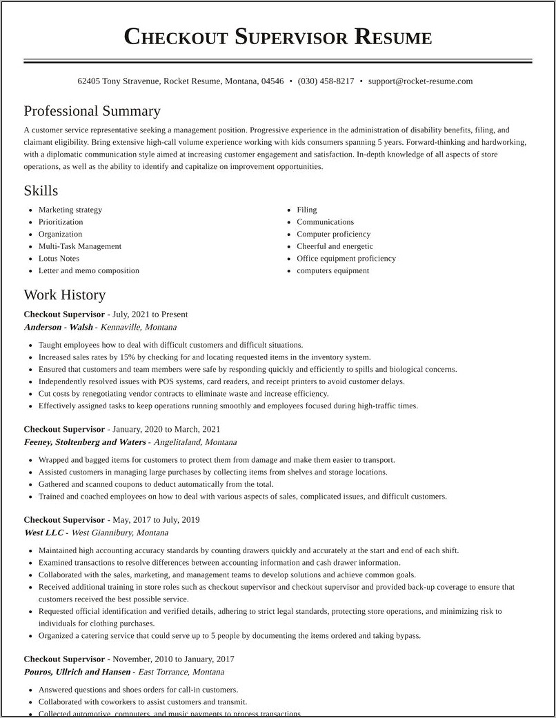 Resume For Workshop Rehabilitation Supervisor Work History