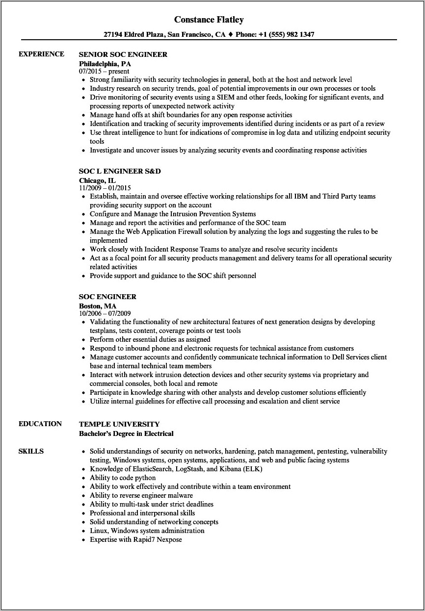 resume examples for 5 years experience