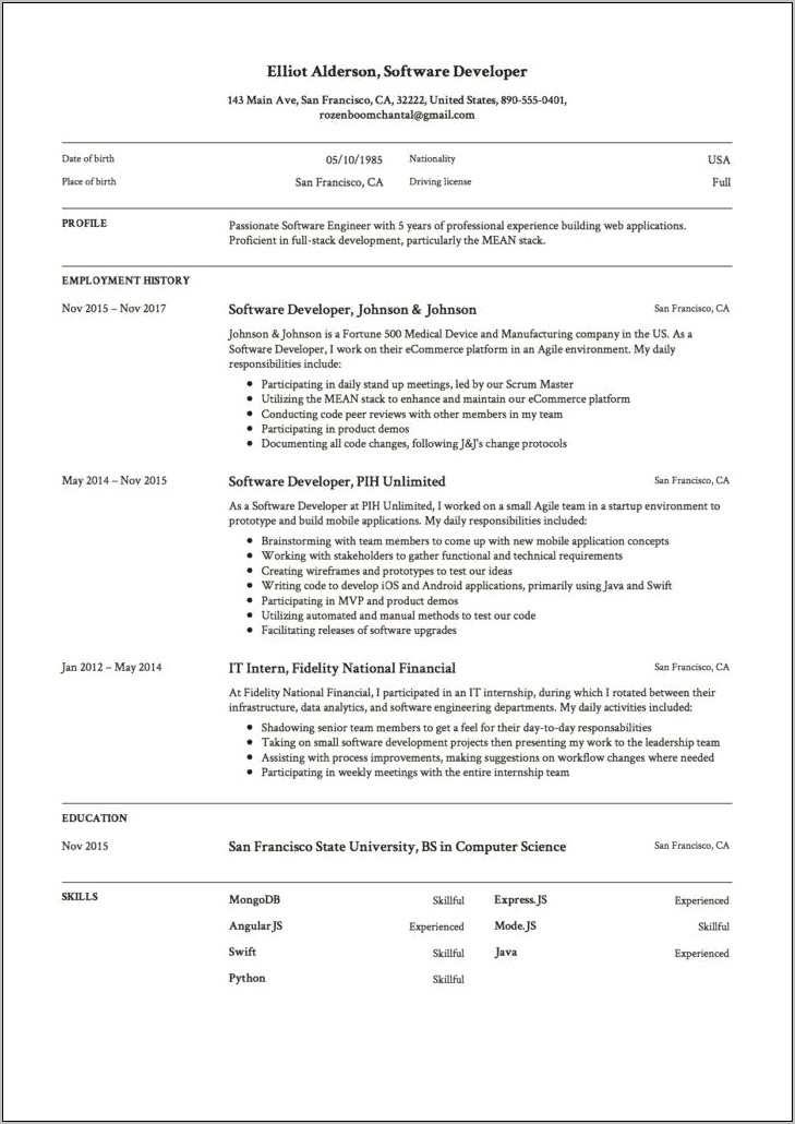 Resume Format For 2 Years Experience In Sharepoint