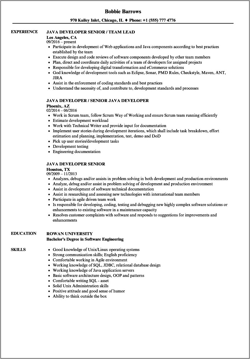 Resume Format For 3 Years Experience In Java