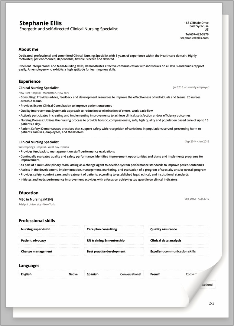 Resume Format For Job In Usa