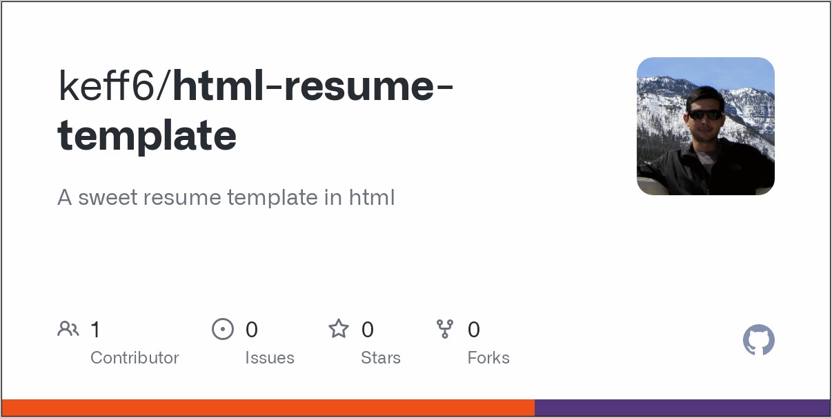 Resume In Html Format Github Sample