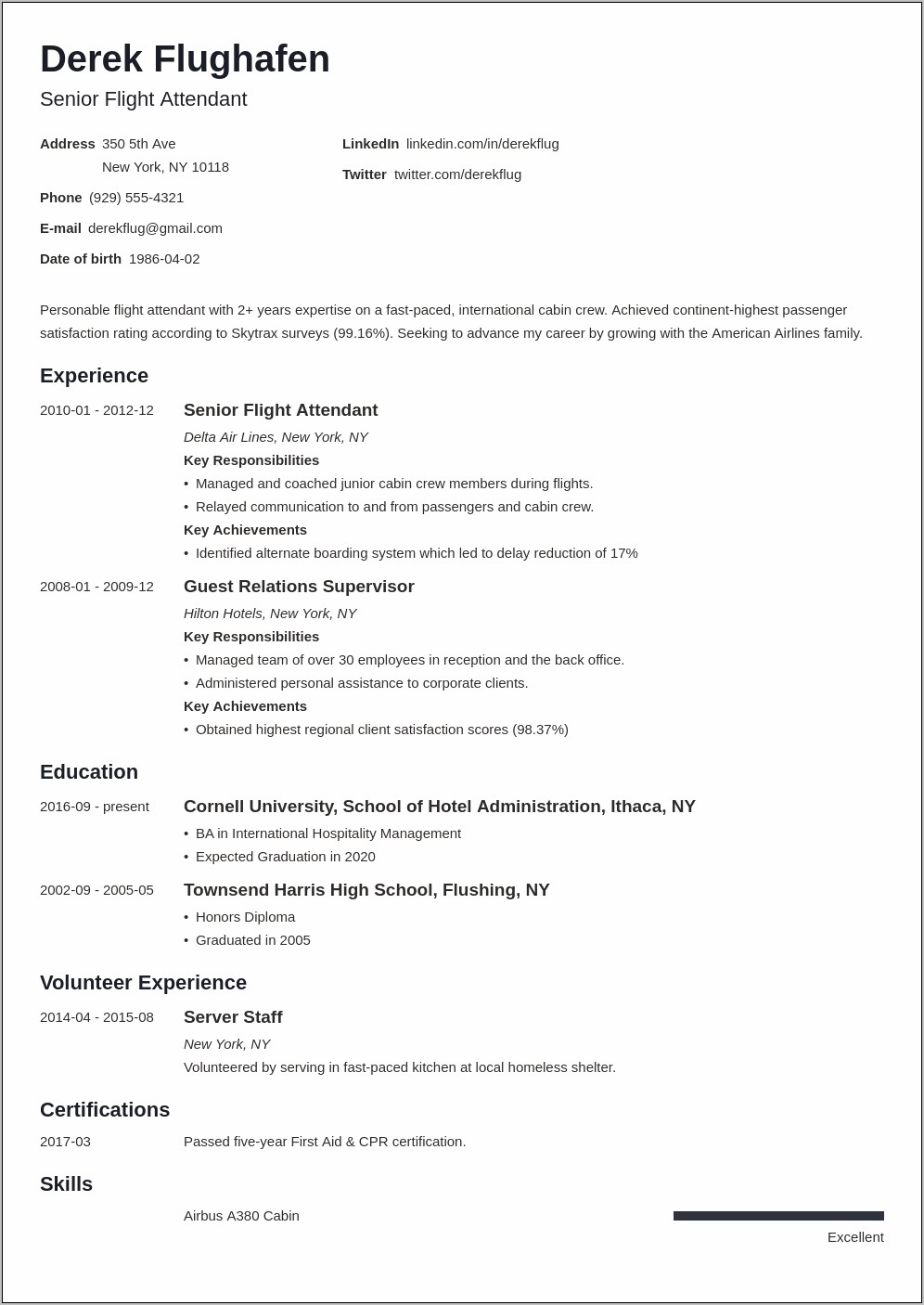 Resume Key Pionts For Airportoperations Jobs