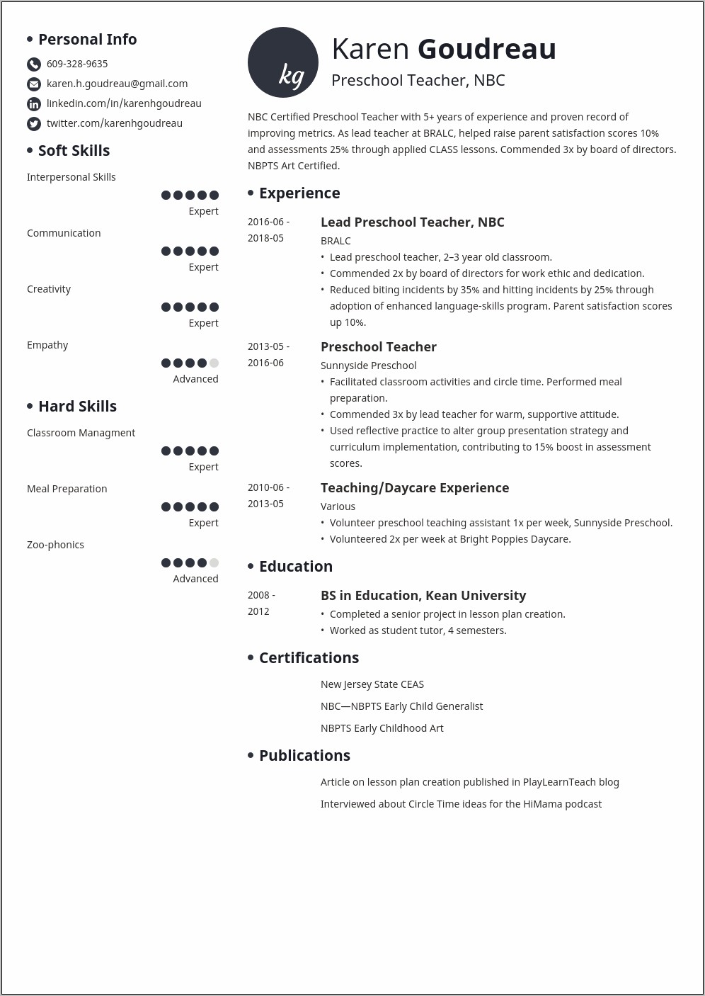 Resume Objective Examples Early Childhood Education