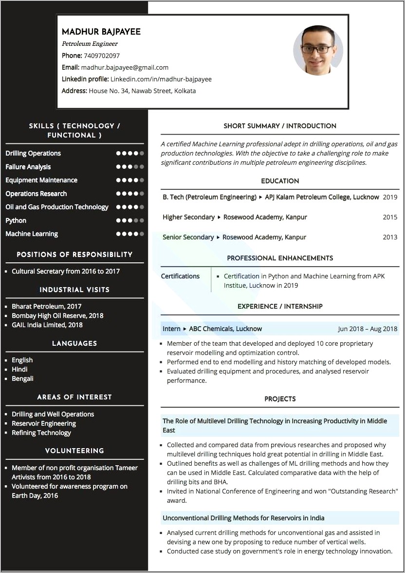 Resume Objective Examples For Oil Drilling