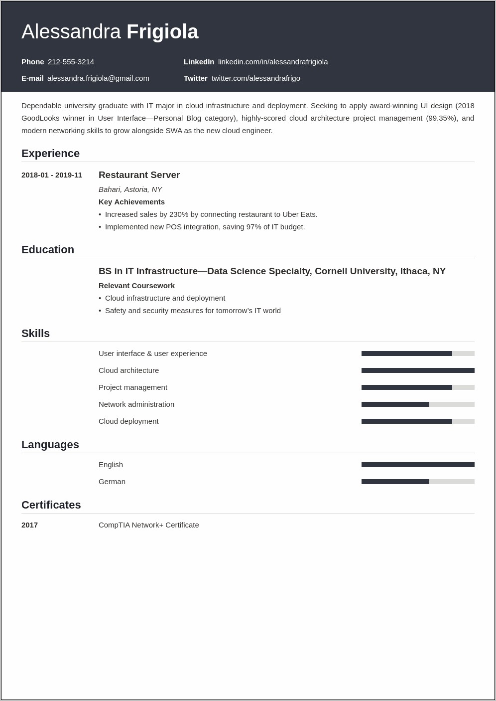 Resume Objective Examples For Service Crew