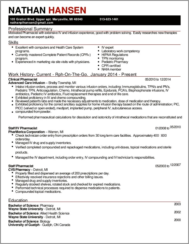 Resume Objective For Repacking Medications For Pharmacy Technician