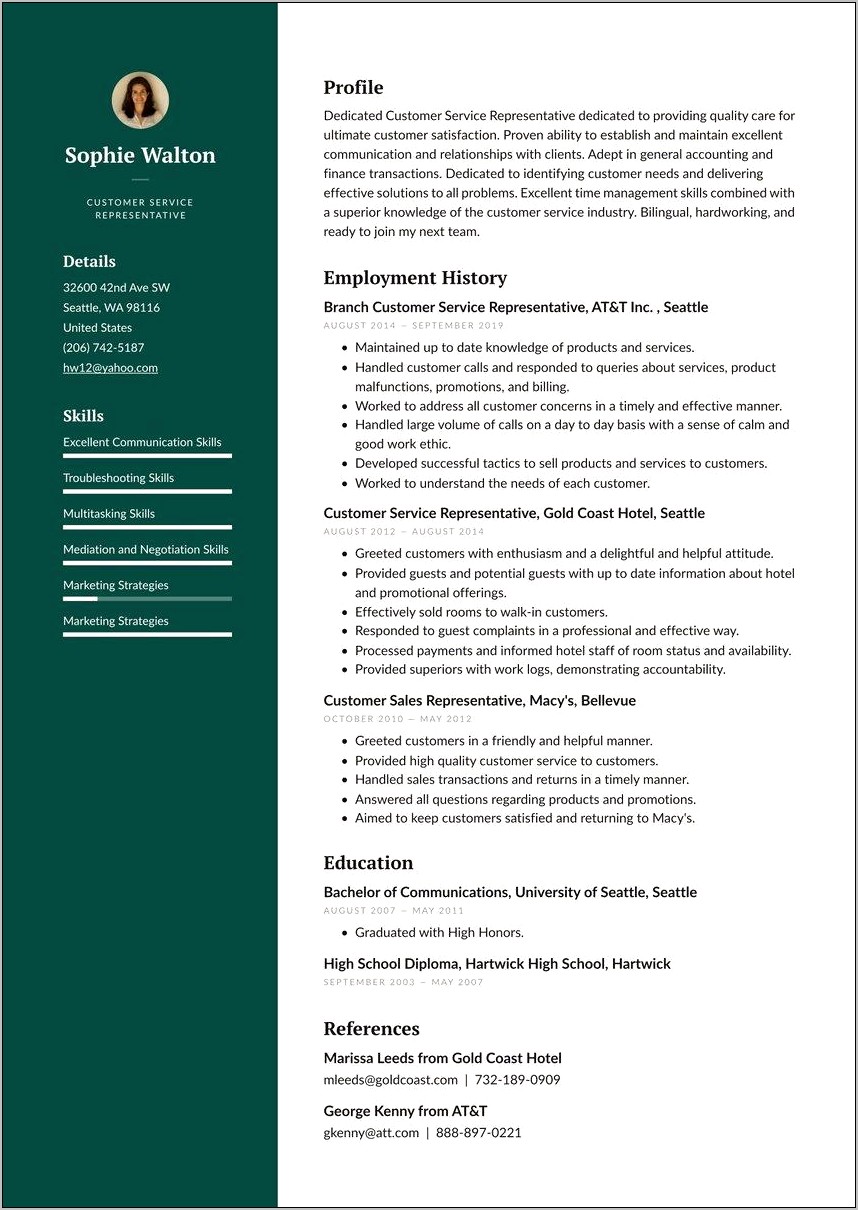 Resume Objective For Retail Customer Service